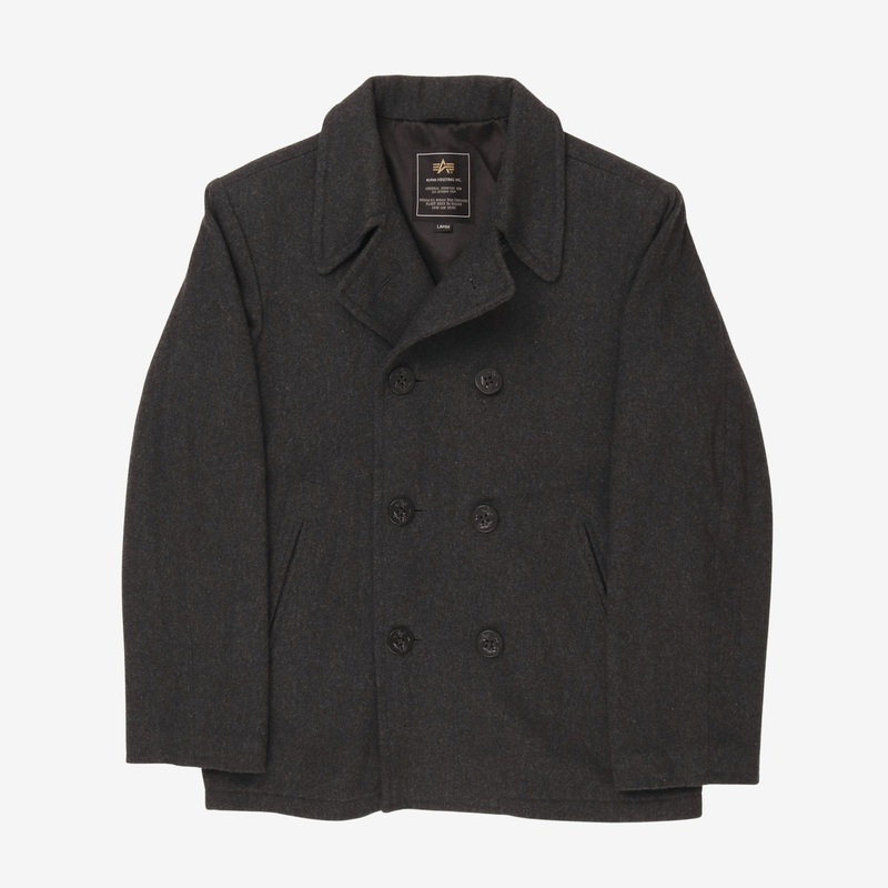 Wool Peacoat L Black