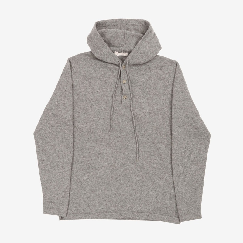 2-Ply Cashmere Hoodie L Grey