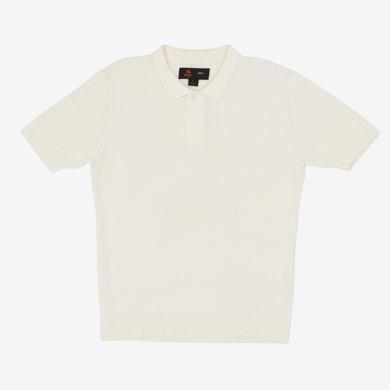 Baracuta Knitted Polo Shirt L White