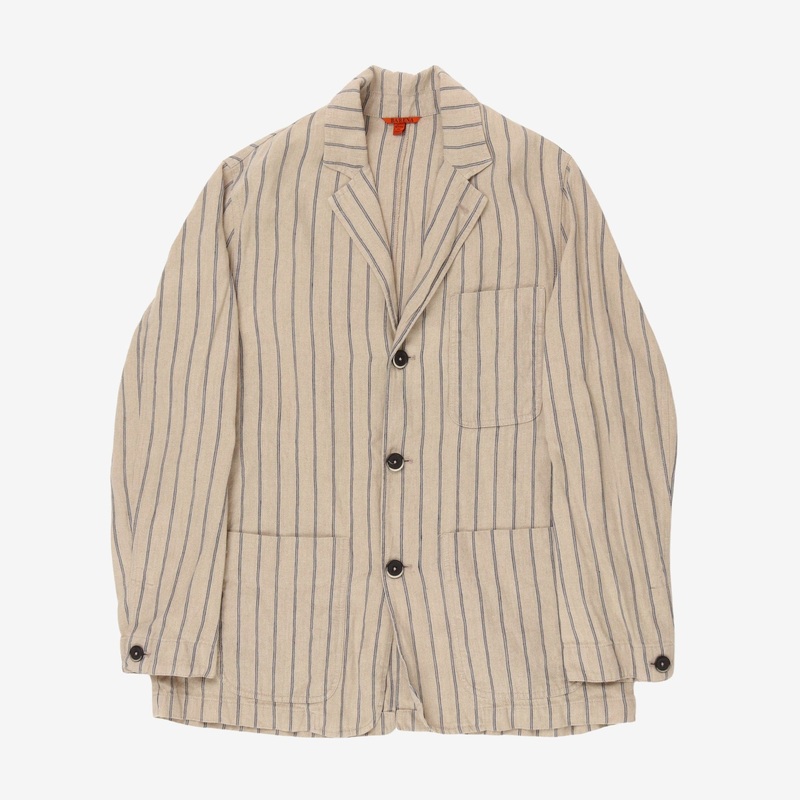 Striped Linen Sports Jacket 50 Beige