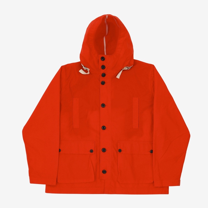 Waxed Button Through Parka XL Red