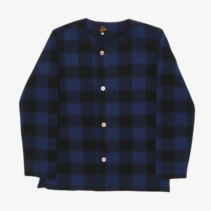 Wool Blend Check Cardigan S Blue