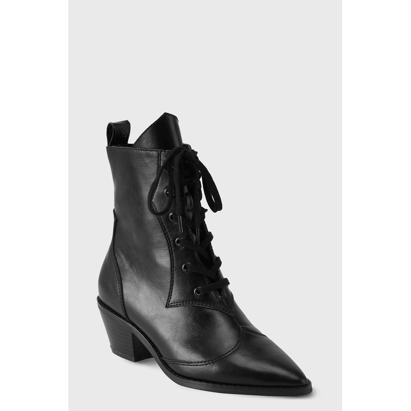 Raven Pointed-Toe Bootie UK3 Black 100% PU