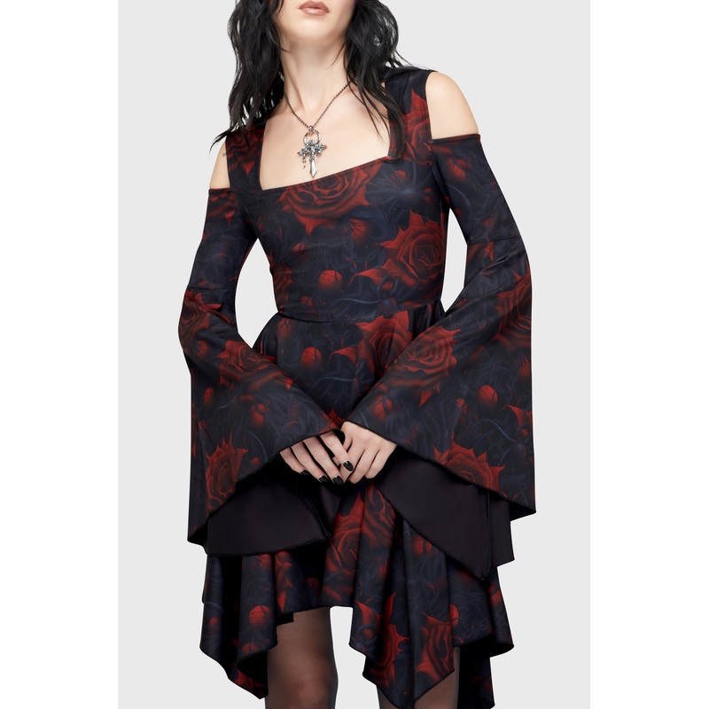 Blood Rose Mini Dress XS Black/Red 96% Polyester 4% Elastane