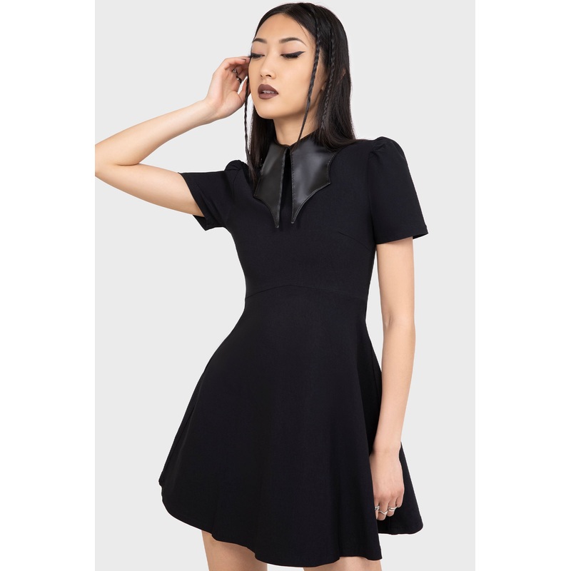Chapel Collar Dress XS Black 72% Viscose 24% Polyamide 4% Elastane