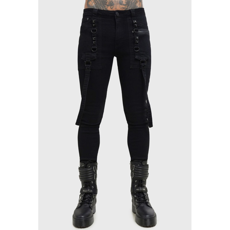 Kihilist Bondage Trousers XS Black 73% Cotton 25% Polyester 2% Elastane