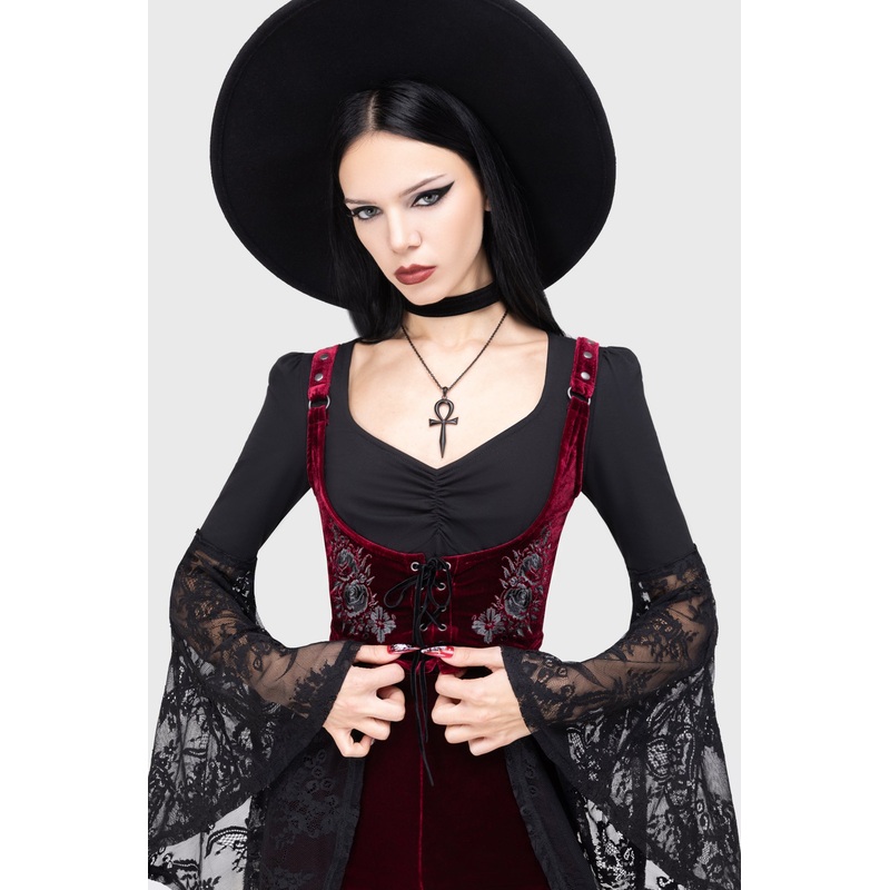 A Devil’s Rose Underbust Corset Top XS Red 95% Polyester 5% Elastane
