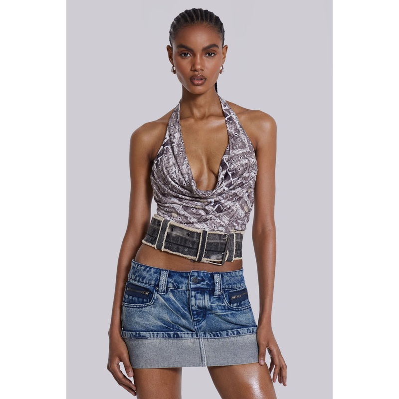 Alexis Diamante Mini Skirt UK 4 Blue