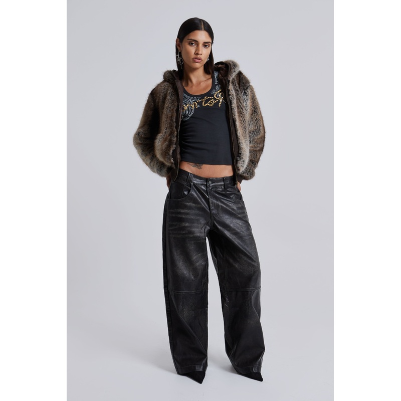 Ash Faux Leather Colossus Trousers W24 Black