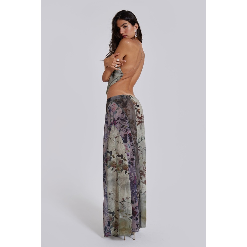 Asteria Panelled Maxi Skirt UK 4 Brown
