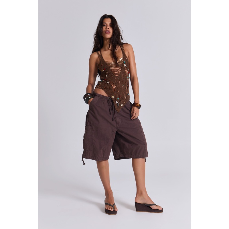 Brown Parachute Cargo Shorts XXS Brown