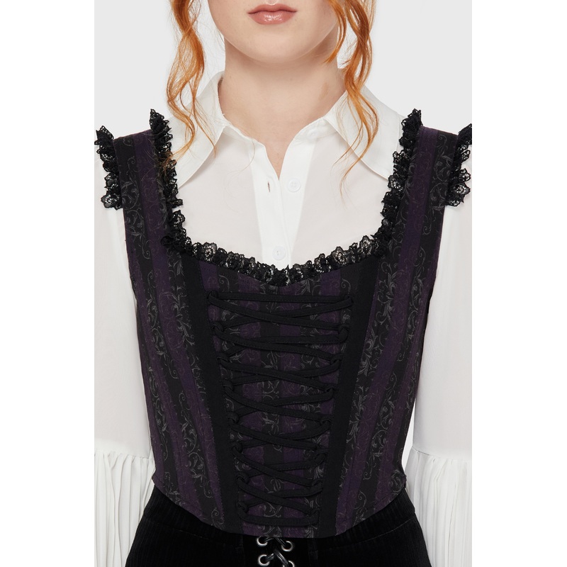 Haunted Phase Corset Top XS Purple/Black 98% Polyester 2% Elastane