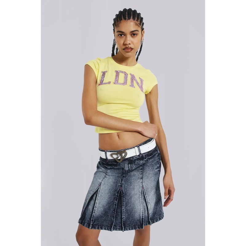 The Hills Denim Midi Skirt UK 4 Blue