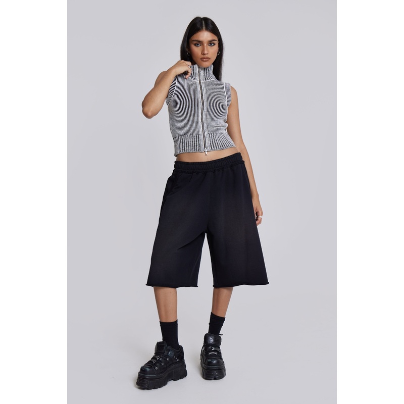 Washed Black Monster Jogger Shorts XXS Black