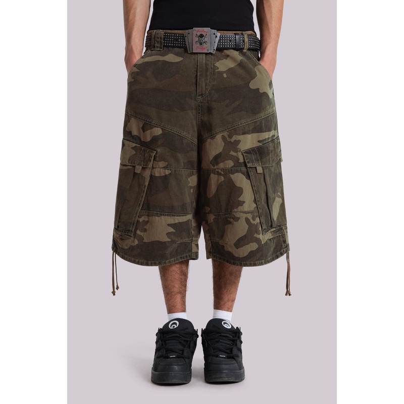 Cadet Camo Baggy Shorts W26 Khaki