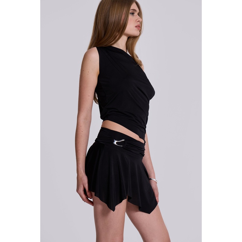 Dare To Drape Mini Skirt UK4 Black