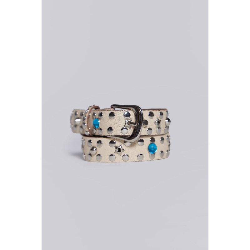 Ecru Starstud Belt ONE SIZE White