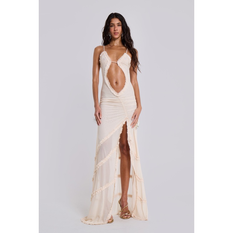 Fatale Maxi Dress In Vanilla UK 4 Cream