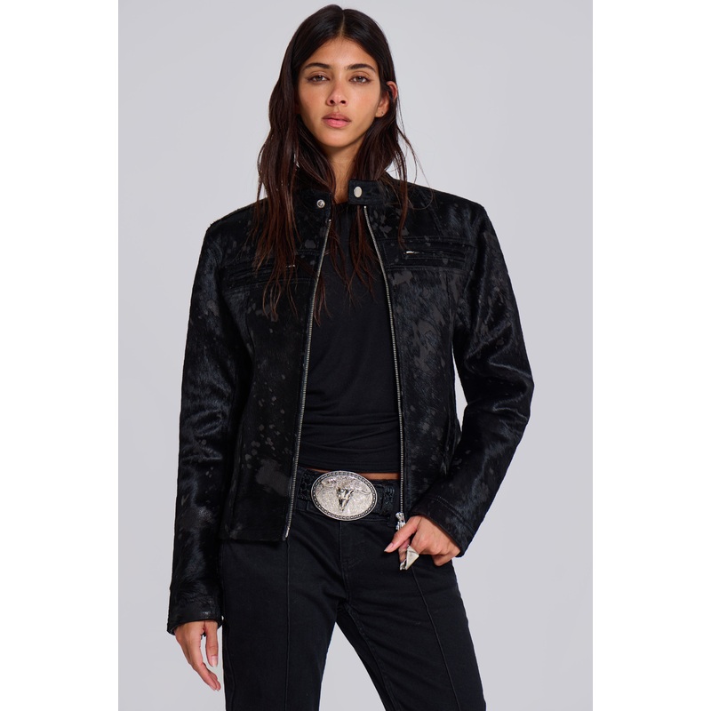 Black Real Leather Piston Jacket XS Black