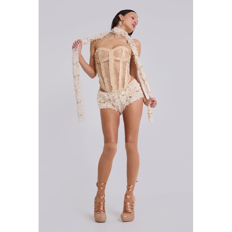 Champagne Mini Bloomer Shorts UK 4 Brown