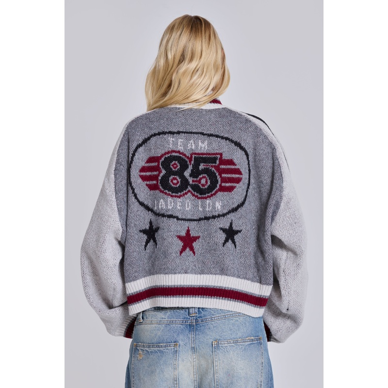 Grey Team 85 Knitted Bomber Jacket XS Grey