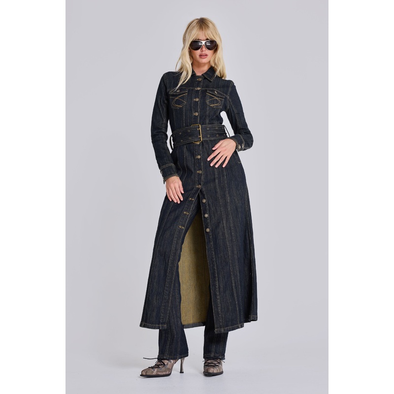 Trinity Fitted Denim Coat UK 4 Blue