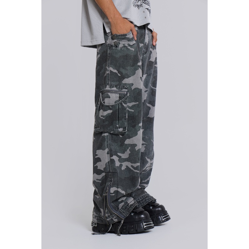 Washed Black Trooper Camo Cargo Pant W26 Black
