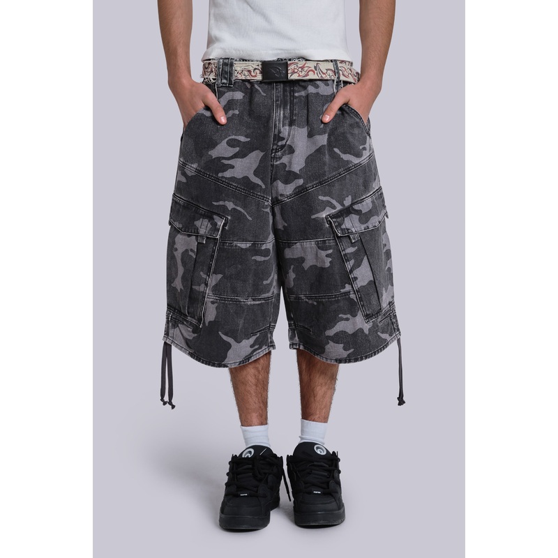Black Cadet Camo Baggy Shorts W26 Camo