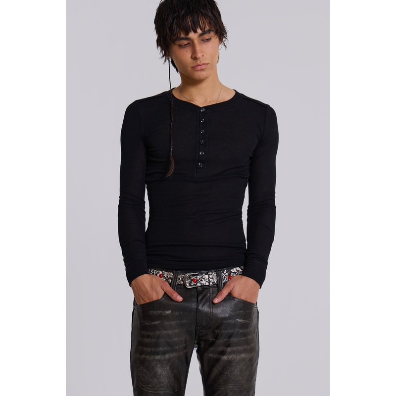Black Haze Henley Top XS Black