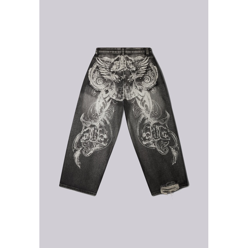 Gothic Print XL Colossus Jeans W26 Grey