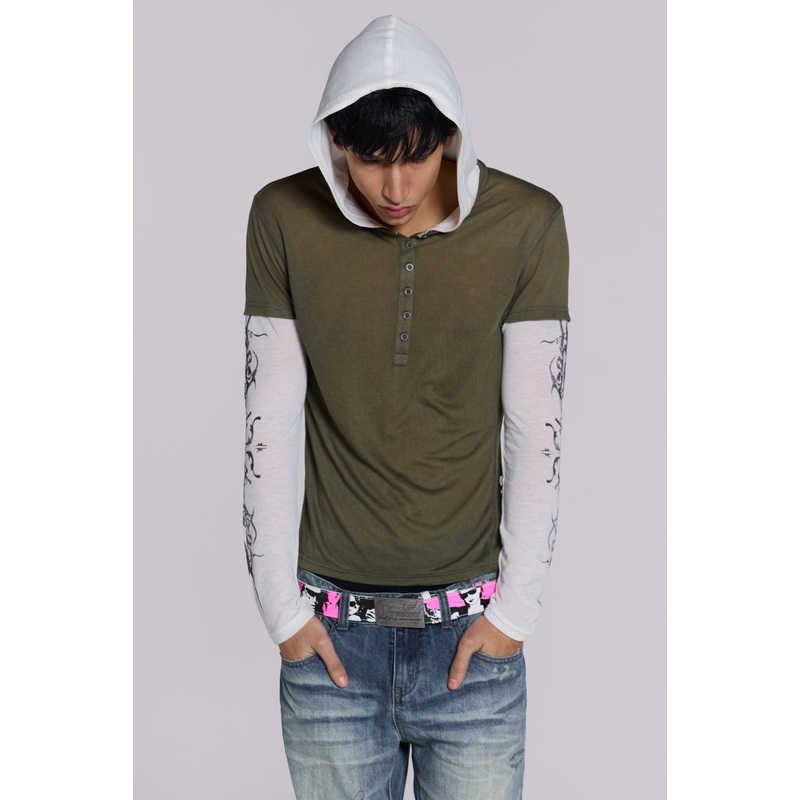 Tattoo Double Layer Hooded Mist XXS Khaki