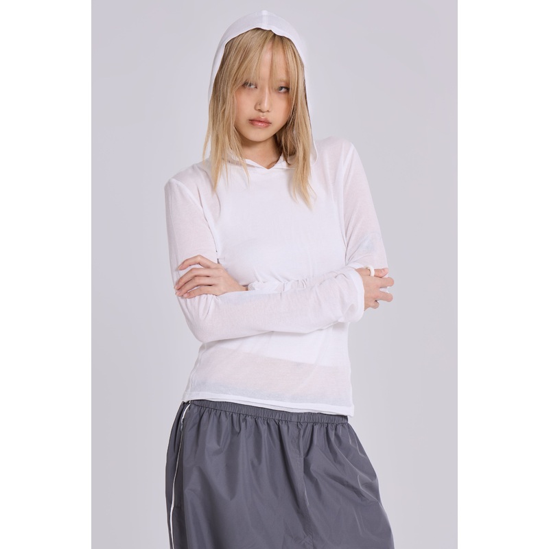 White Marl Mist Hoodie XS White