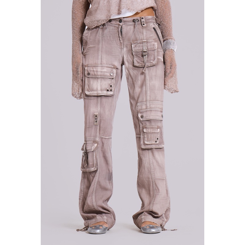 Ara Low-Rise Washed Cargo Trousers XS Grey