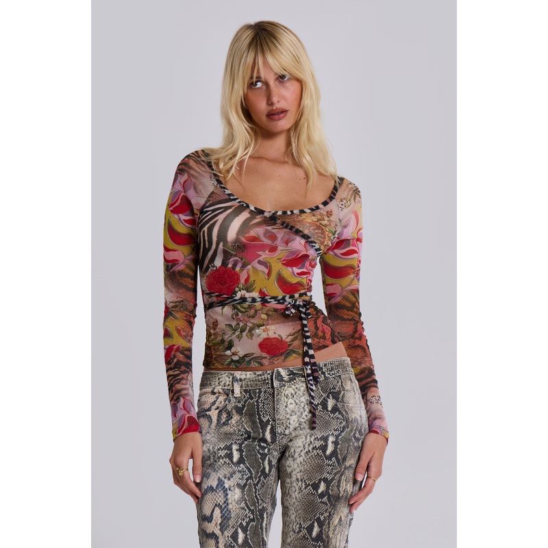 Ascari Vintage Mesh Wrap Top UK 4 Multi