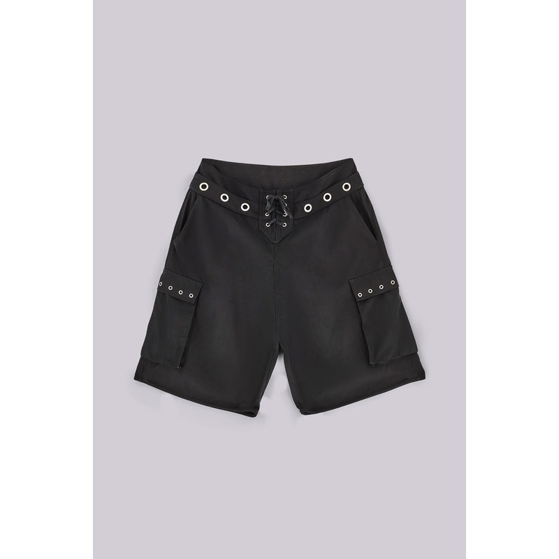 Black Eyelet Board Shorts XXS Black