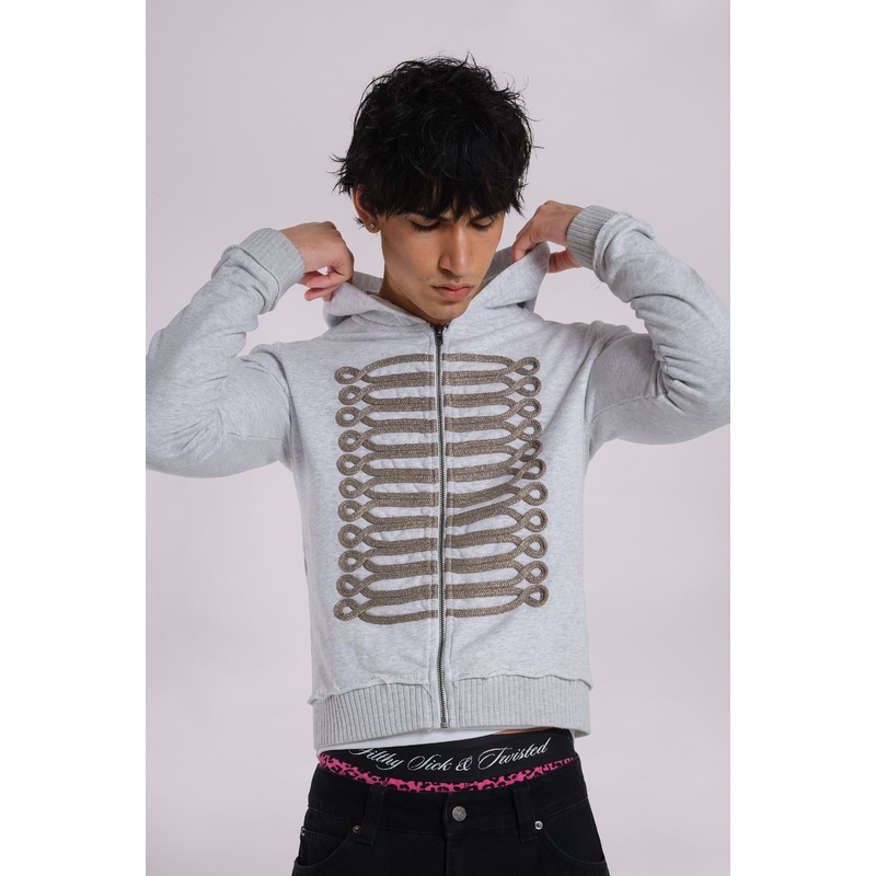 Grey Marl Drummer Hoodie XS Grey