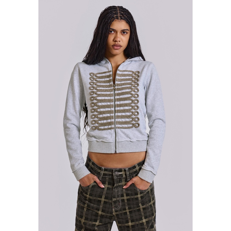 Grey Marl Drummer Monster Hoodie XS Grey