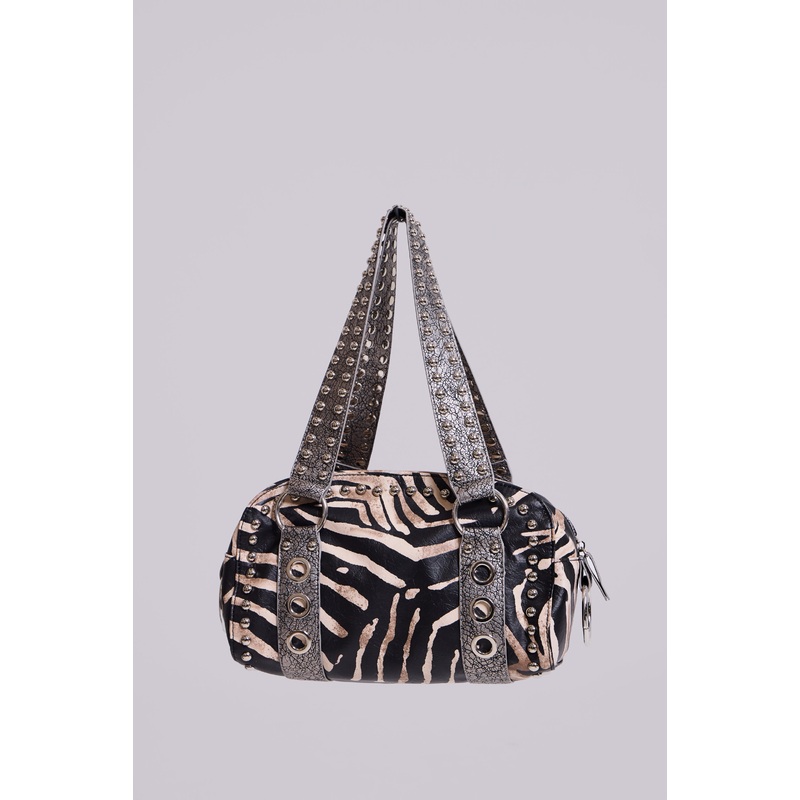 Marza PU Leather Studded Bag in Zebra ONE SIZE Zebra Print