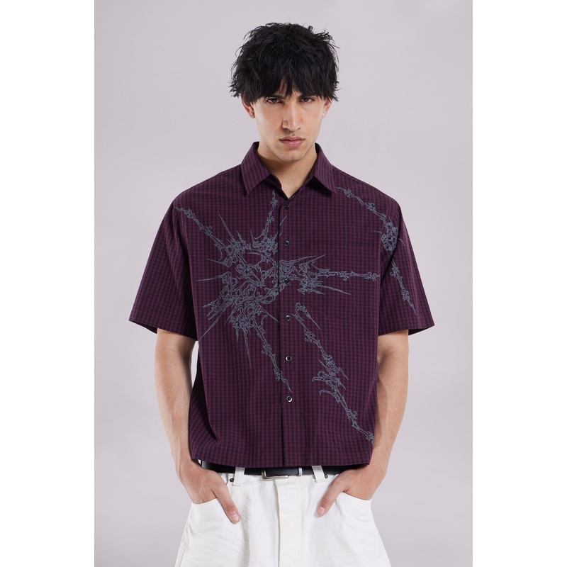 Red Atom Checked Shirt XXS Red