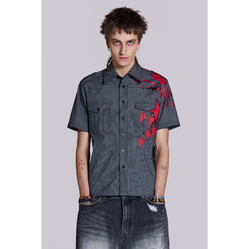 Script Pinstripe Shirt XXS Grey