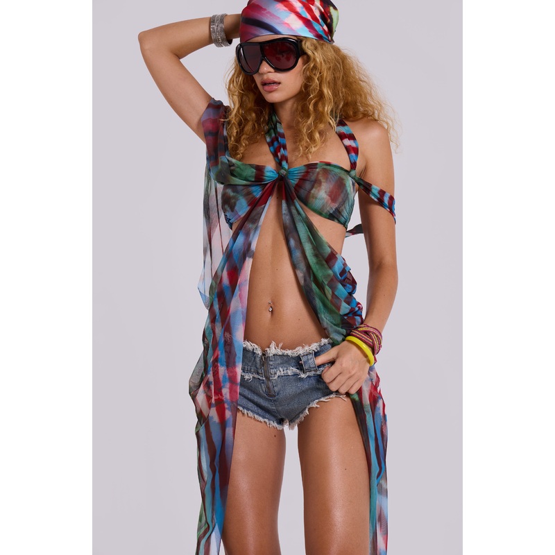 Vex Distressed Denim Micro Mini Shorts UK 4 Blue