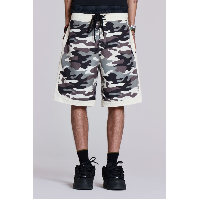 Washed Camo Board Shorts XXS Grey