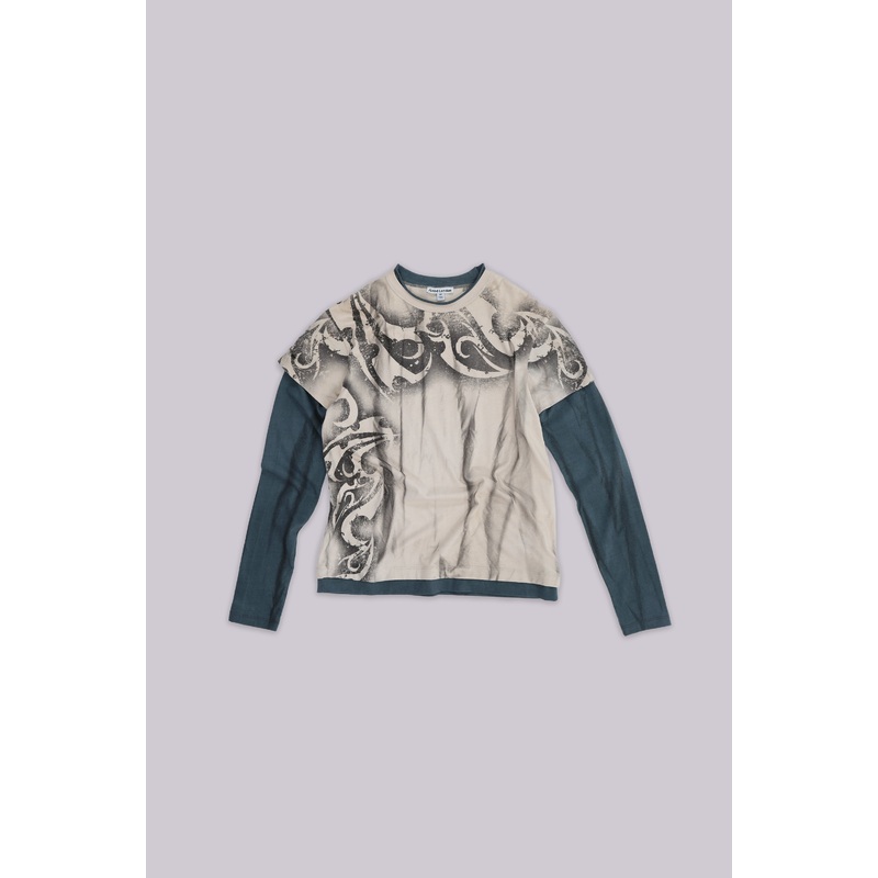 Waves Double Layer Long-sleeve Top XXS Grey