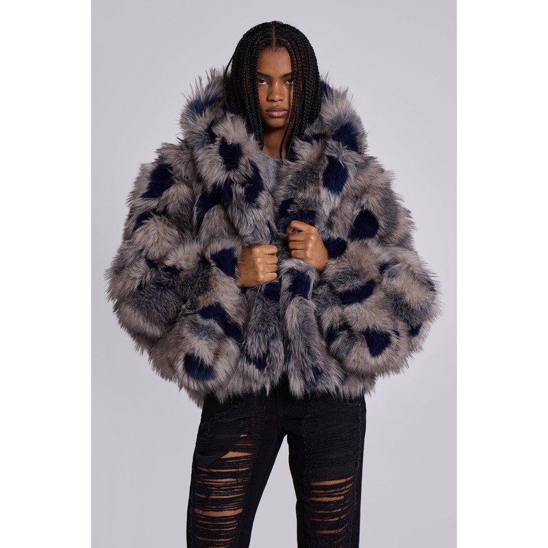 Mara Oversized Faux Fur Coat in Ashen S/M Grey