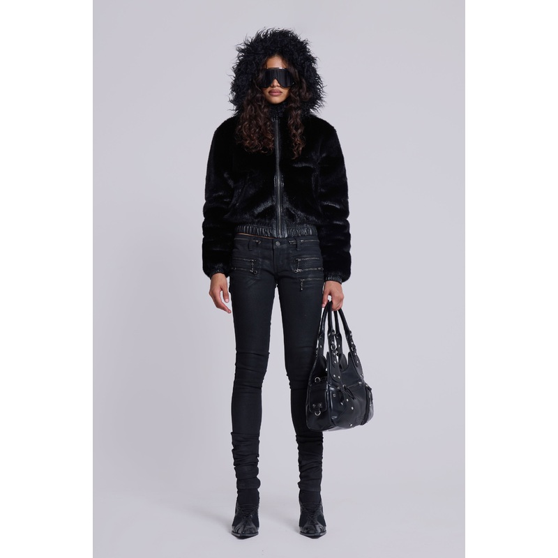Raven Faux Fur Jacket XS Black