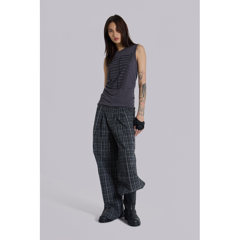 Black Check Goliath Suit Trousers W26 Black