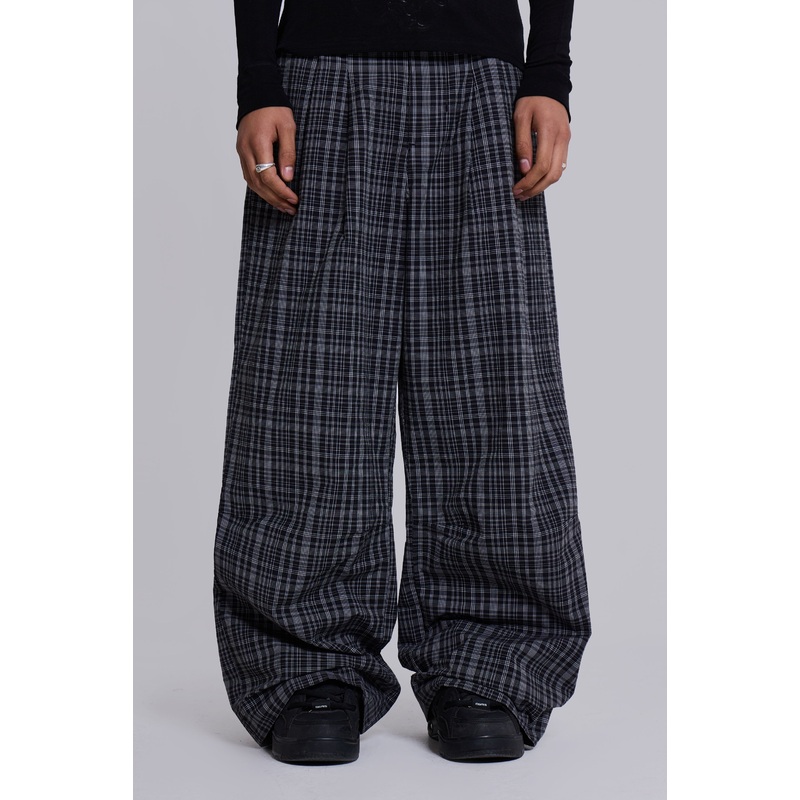 Black Check Goliath Suit Trousers W26 Grey