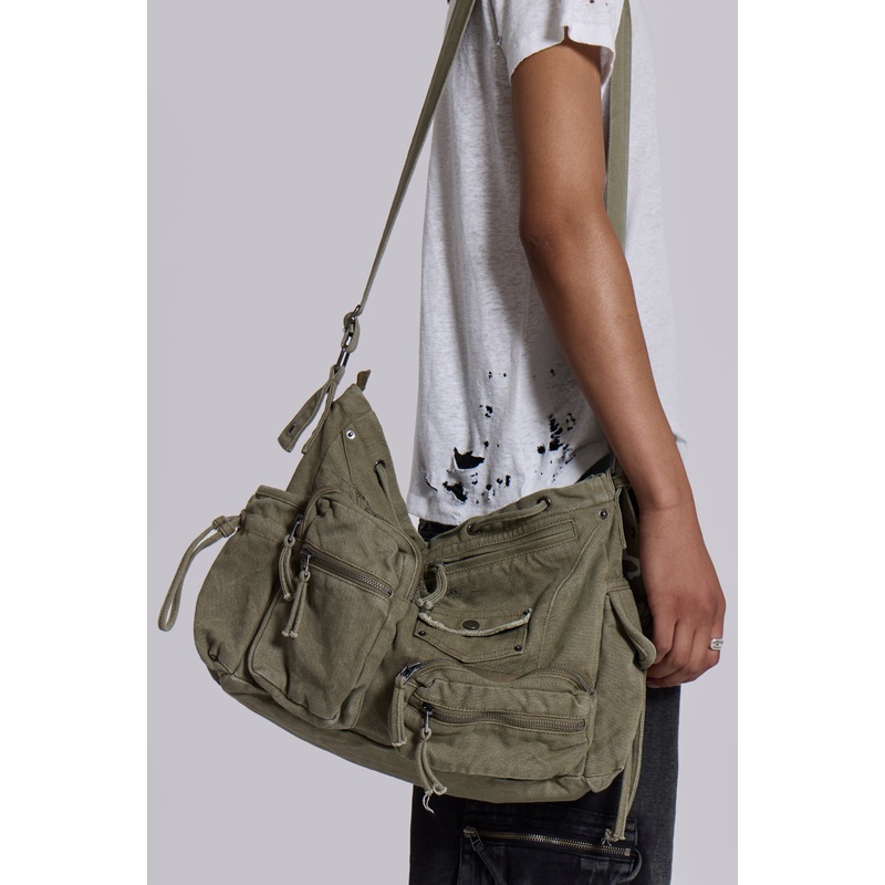 Khaki Military Utility Satchel Bag ONE SIZE Khaki