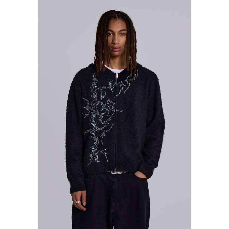 Scratch Mohair Zip-Up Hoodie XXS Black