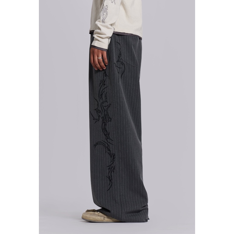 Tattoo Pinstripe Goliath Suit Pants W26 Grey